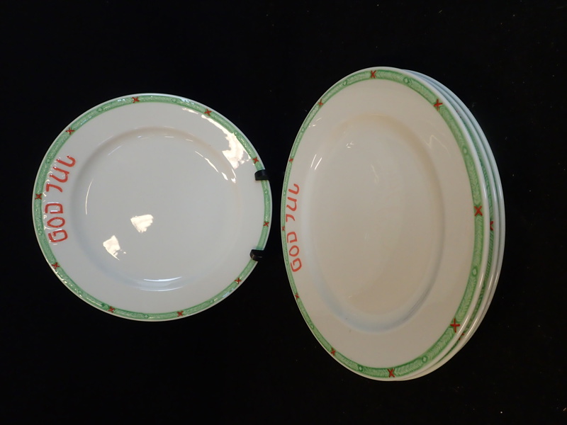 4st flata tallrikar "God Jul"   Old Gustavsberg/Rörstrand