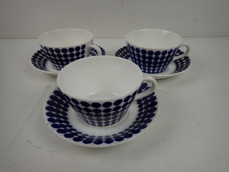 3 st TEKOPPAR med fat "Adam" Gustavsberg