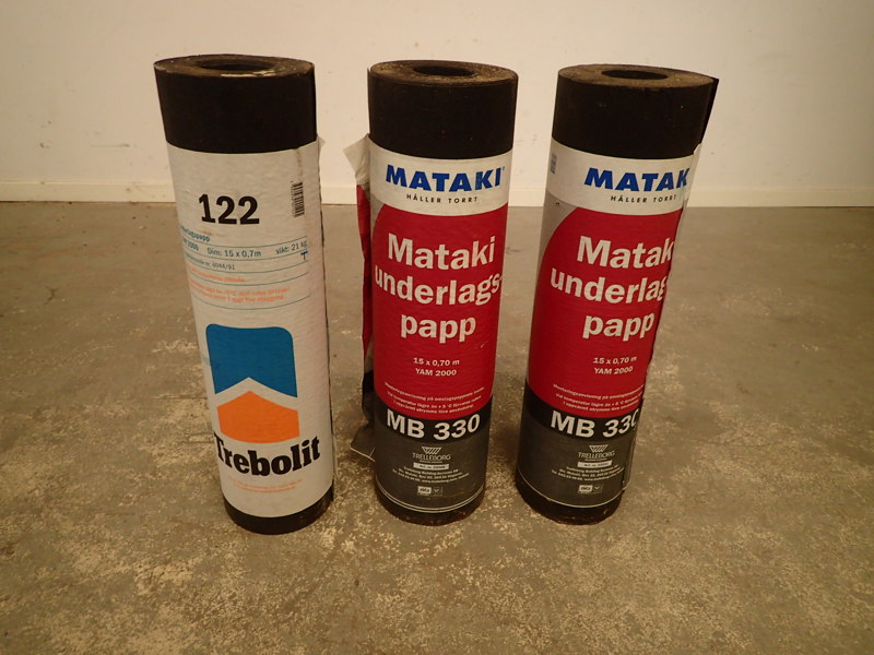 3st rullar med underlagspapp