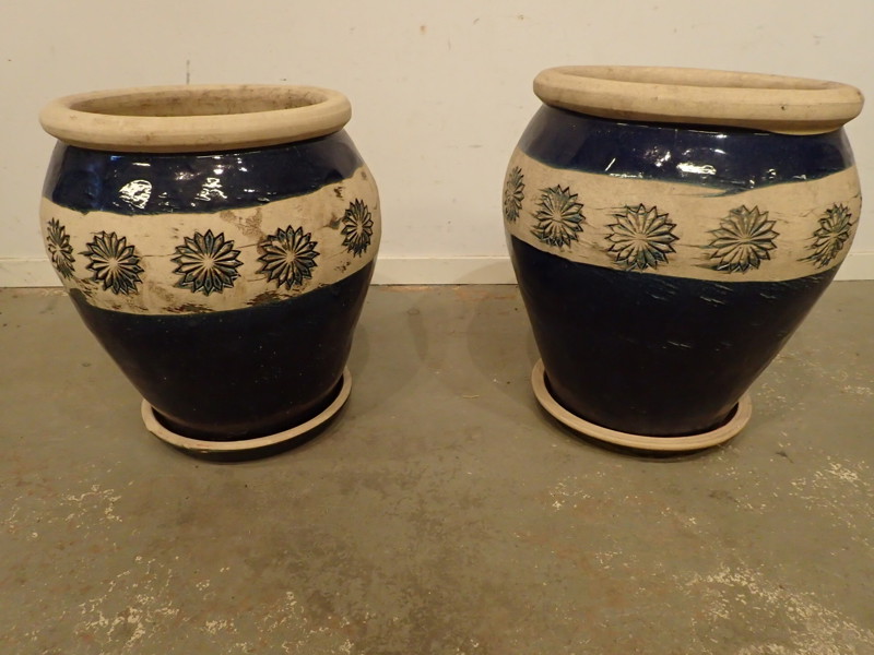 2st Keramikkrukor med fat   H:51-54cm