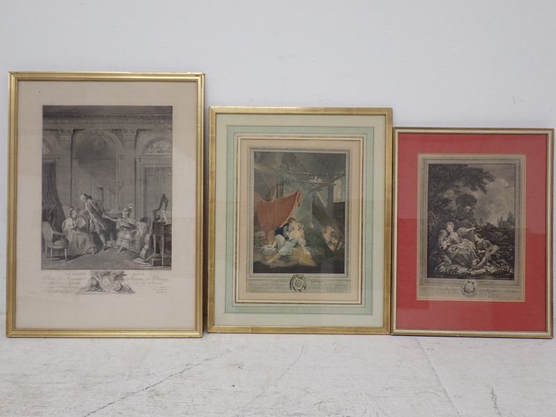 3 st Franska Tryck efter Gravyrer