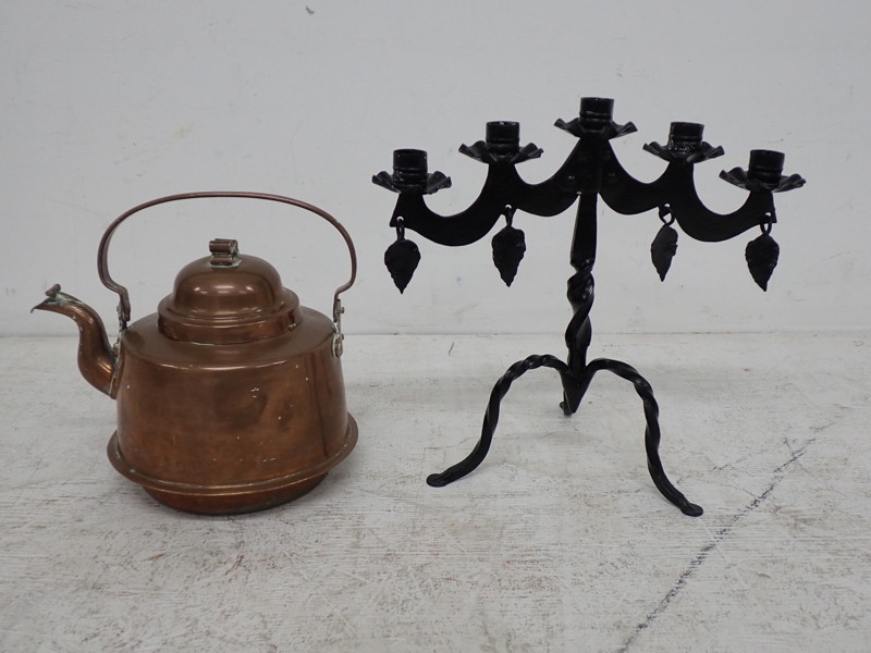 SMIDESKANDELABER + KOPPARKAFFEPANNA