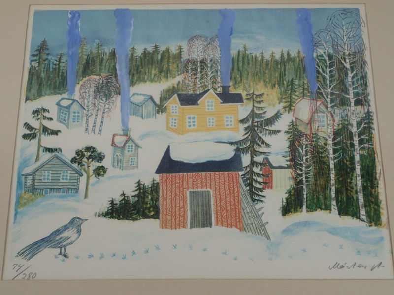 Mårten Andersson  Litografi  "Vinter i Edstuga"