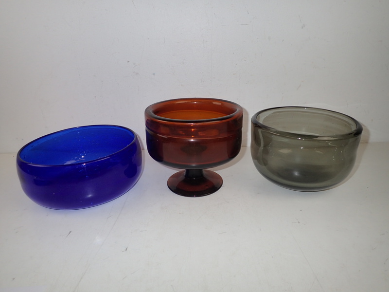 3 glasskålar H:10-16cm