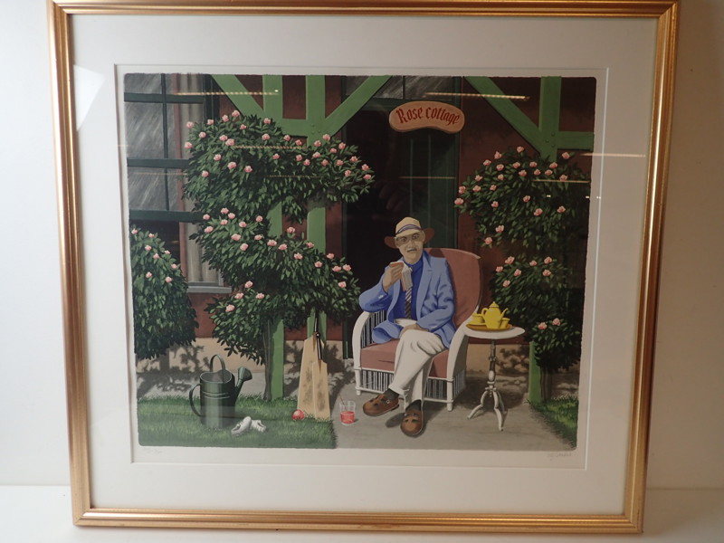 Ulf Greder litografi "Rose Garden" 50x60cm bildyta