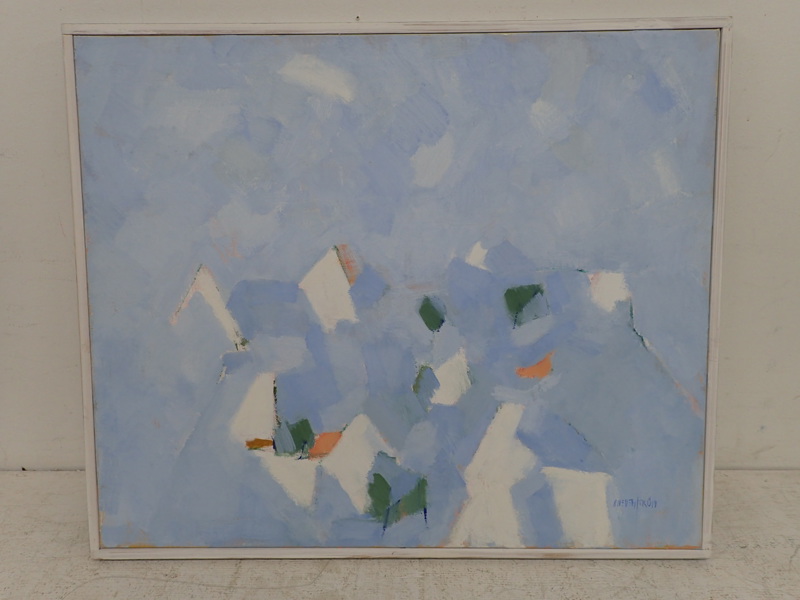Hans Hedenström "Hus vid havet" duk 54x65cm