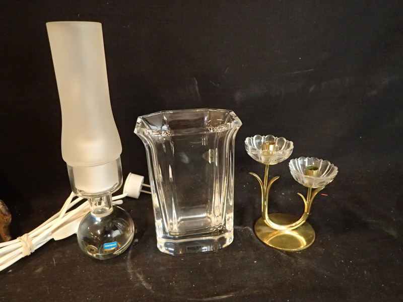 Bordslampa Rejmyre,Vas Kosta-Boda,ljusstake Ystad Metall