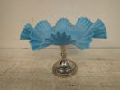 Fotfat i glas med nickelfot H:21cm D:25cm