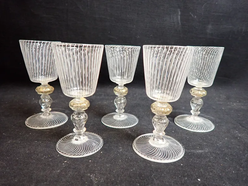 5 st FOTGLAS Salviati Latticino, Murano