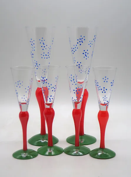 ANNE NILSSON "CLOWN" CHAMPAGNEGLAS 2st OCH SNAPSGLAS 4st