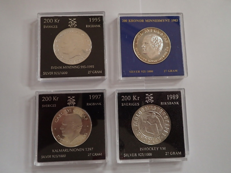 4st 200kr minnesmynt i silver  925/1000