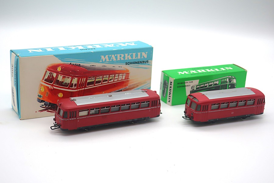 Märklin HO, Rälsbuss 3016 med trailer 4018