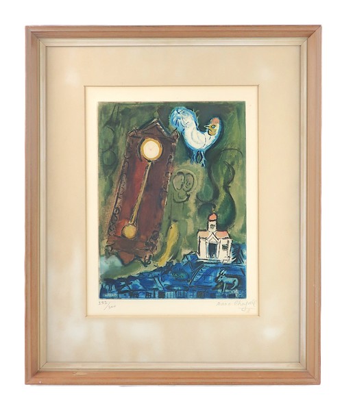 MARC CHAGALL. EFTER. "L´HORLOGE" FÄRGAKVATINT