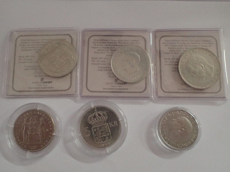 6st mynt 40% silver vikt:112gr