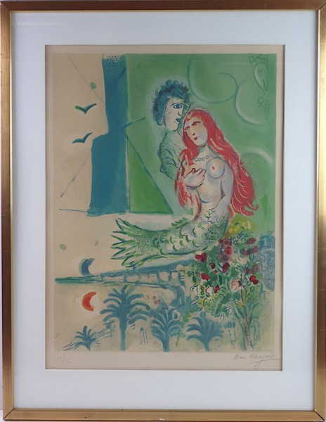 MARC CHAGALL. EFTER. "SIRÈNE AU POÈTE" LITOGRAFI