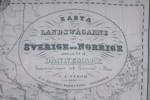 KARTA "ÖFVER LANDSWÄGARNE UTI SVERIGE OCH NORRIGE SAMT EN DEL AV DANNEMARK" 1846 C.F STRÖM