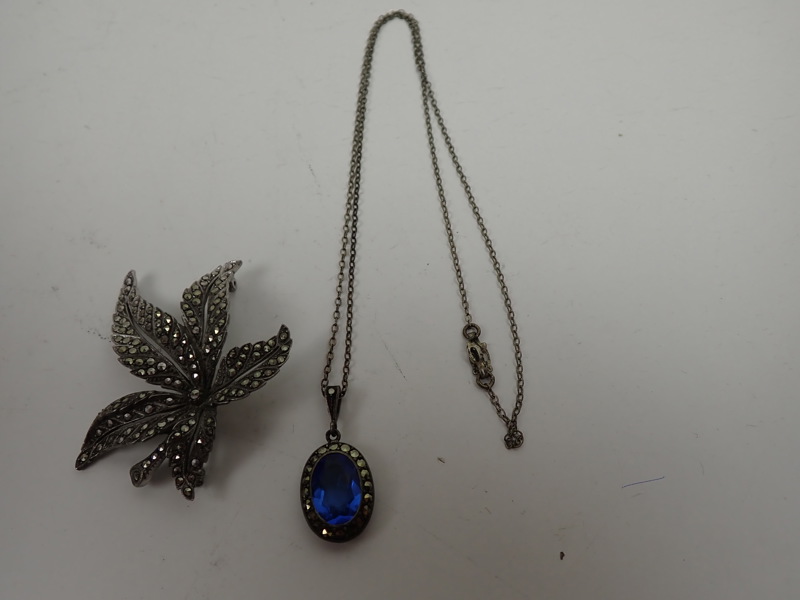 HALSBAND med hänge + BROSCH i Silver