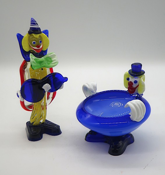 CLOWNSKÅL OCH FIGUR. GLAS