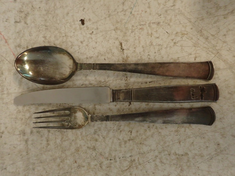 3-delar bestick i silver "Rosenholm"  L:14-16,5cm