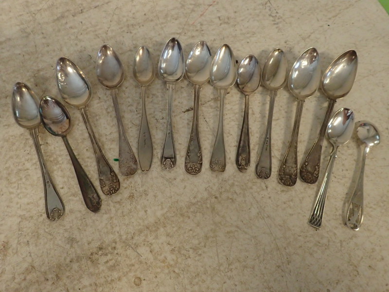 14st kaffeskedar i silver   vikt:178gr