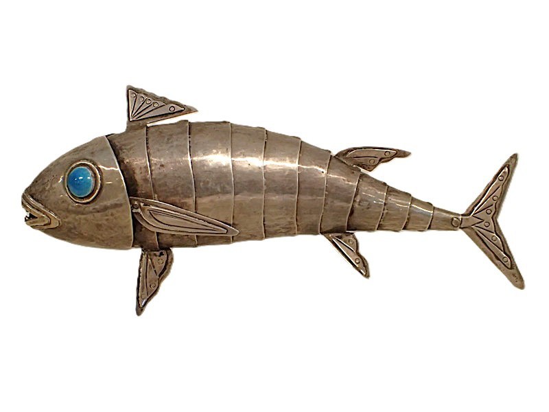 Fisk i ledat sterling silver,  Peru   L:18cm