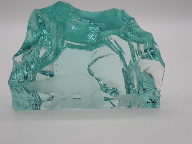 GLASBLOCK "Isbjörnar" Vicke Lindstrand, Kosta