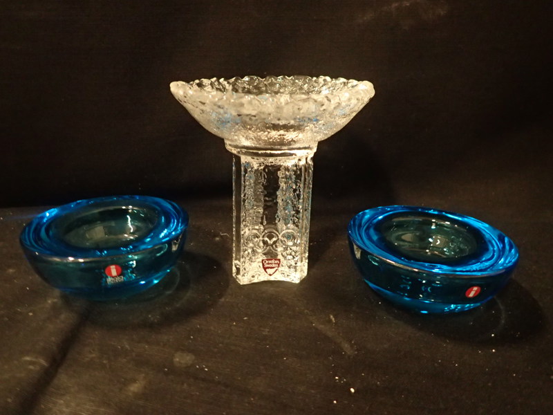 3st ljuslyktor Orrefors,Iittala H:4,5-12,5cm