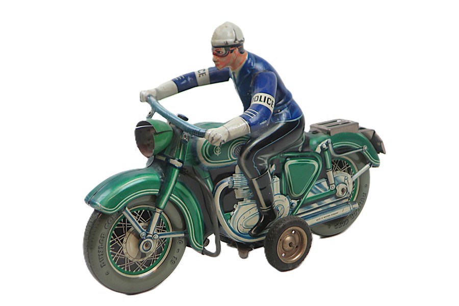 PLÅTLEKSAK. POLISMOTORCYKEL TCO-598