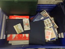 Frimärkssamling,3 backar med album m.m