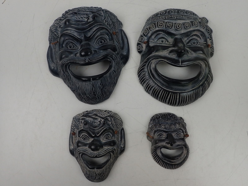 4st masker i keramik   L:12-24cm