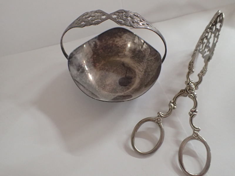 Silverskål+tång   vikt:98gr