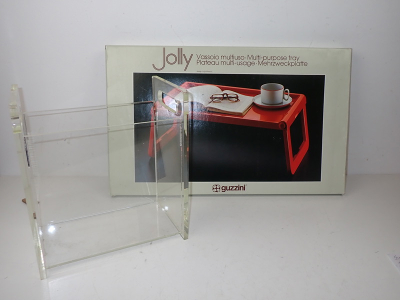TIDNINGSKORG i plexiglas + FRUKOSTBRICKA "Jolly" Guzzini