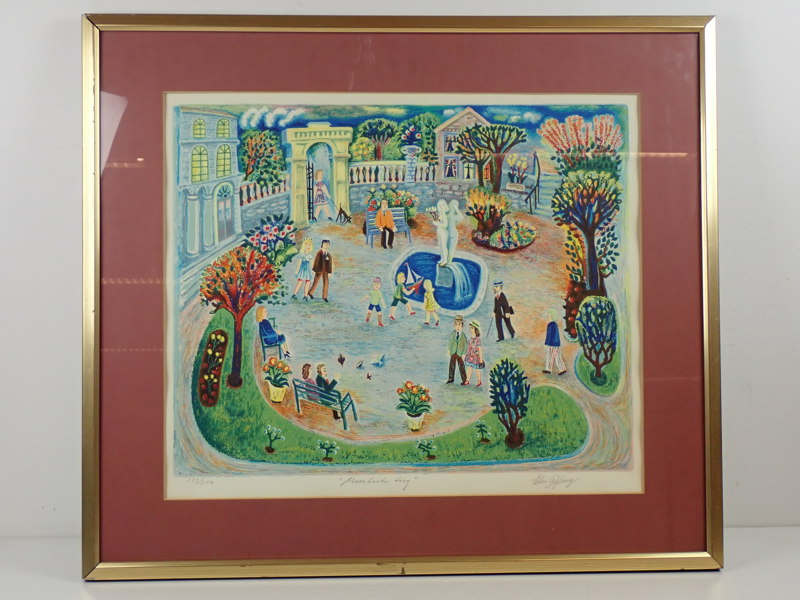 Elis Ryberg Litografi "Mosebacke torg"