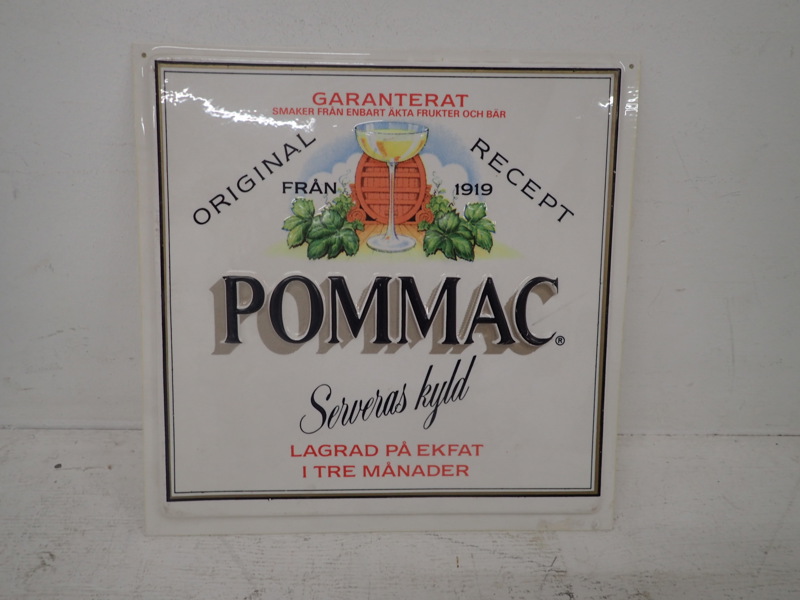 Pommac-skylt i plast 31x31cm
