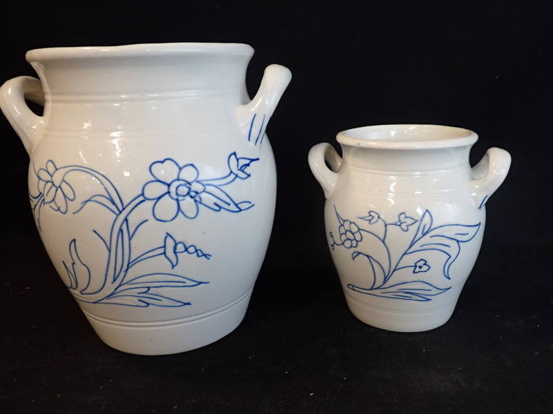 2 st BLÅVITA KRUKOR, Rörstrand