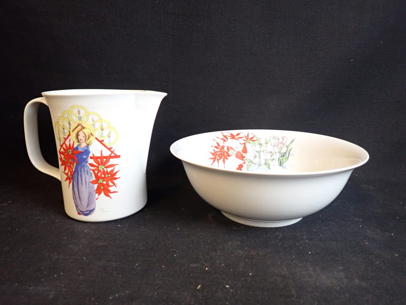 TILLBRINGARE + SKÅL "Tomtejul" Rörstrand