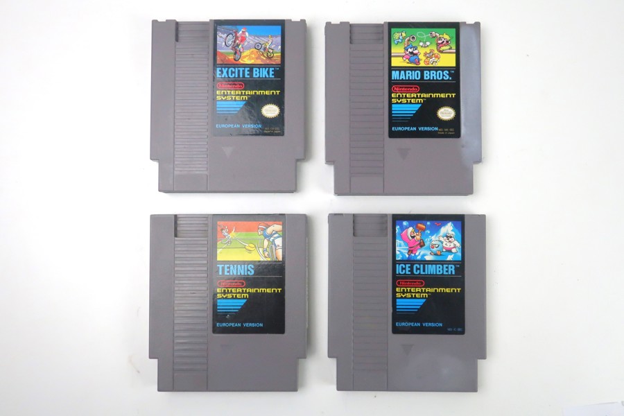 EXCITE BIKE. MARIO BROS. TENNIS. ICE CLIMBER. NINTENDO 8-BIT