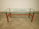 Soffbord med glasskiva,etsad dekor