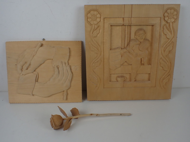 3 delar "Träsnideri" Arne Eriksson