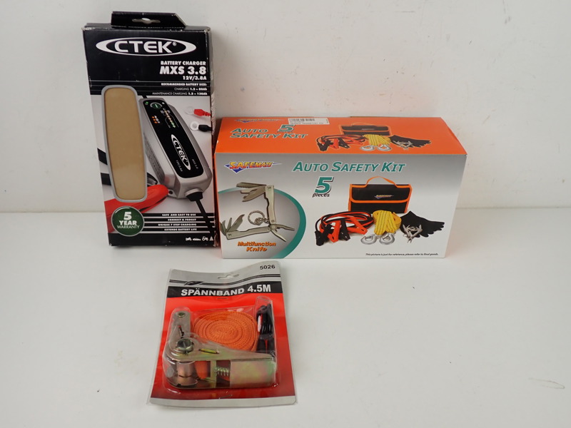 BATTERILADDARE, BIL KIT + SPÄNNBAND