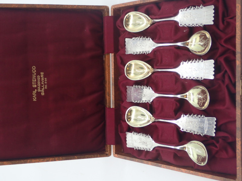 6st kaffeskedar i silver 1938  Vikt:68gr