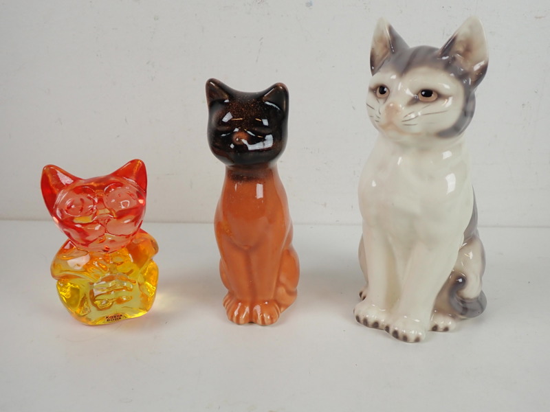 3 st "Kattor" Kosta Boda, Furuvik m m