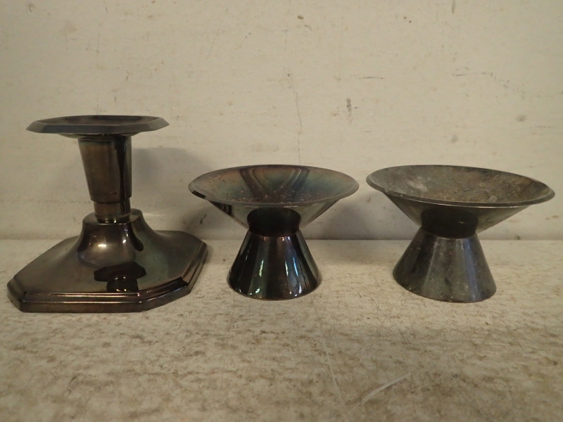 3st ljusstakar i silver   H:4,5-7,5cm