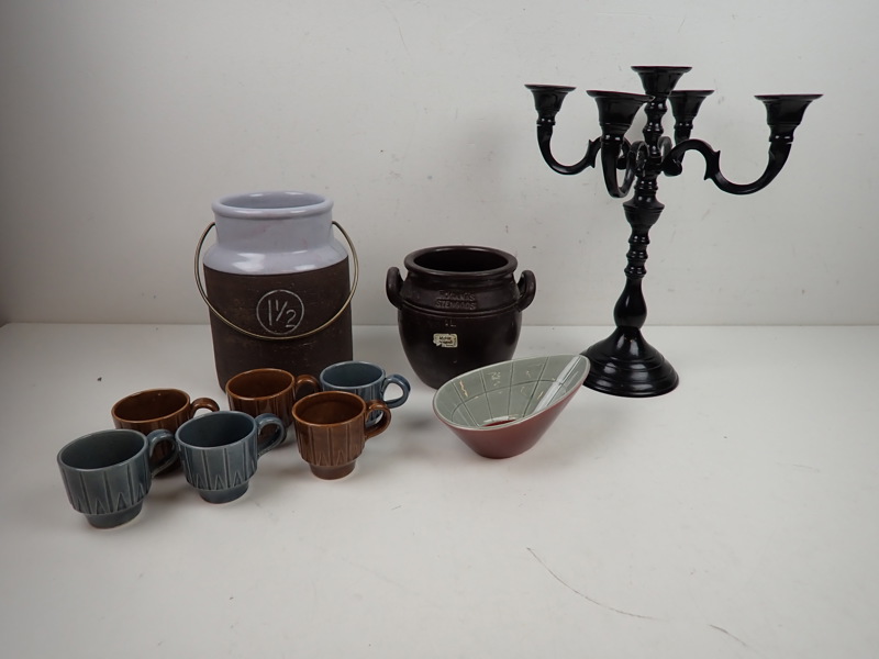 Diverse keramik + kandelaber i metall
