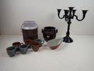 Diverse keramik + kandelaber i metall