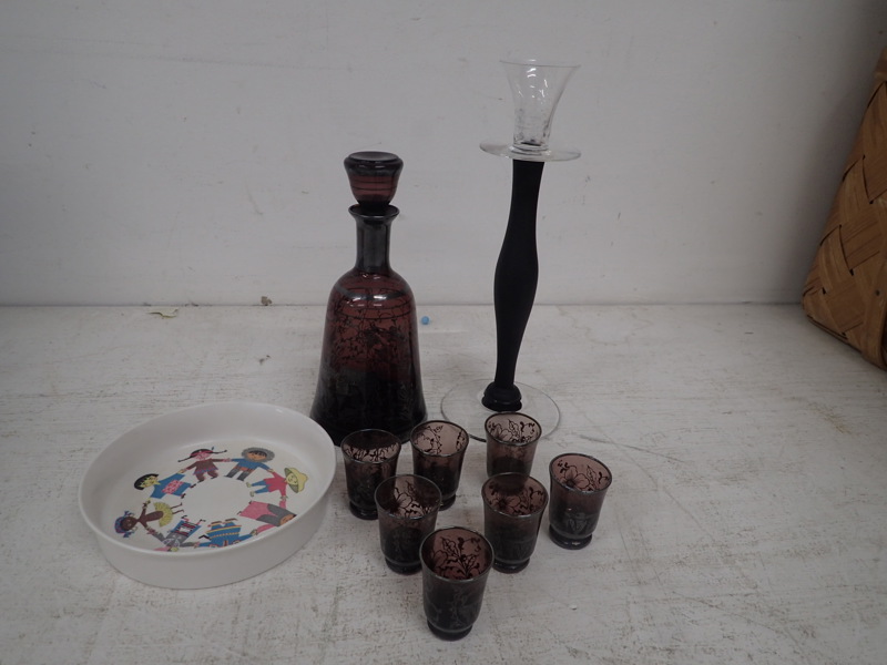 Fotglas Orrefors Ornamin skål Gustavsberg,Karaff o glas