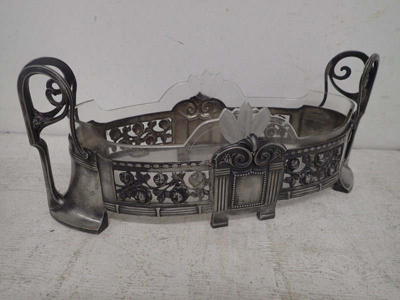 Jardinere med hel glasinsats, gravyr 1917