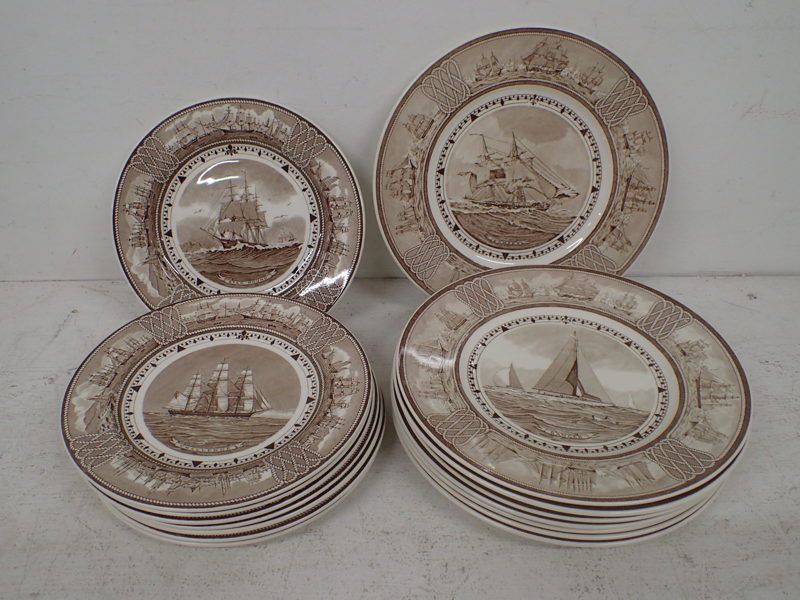Tallrikar 8+8st med skeppsmotiv , Wedgewood England