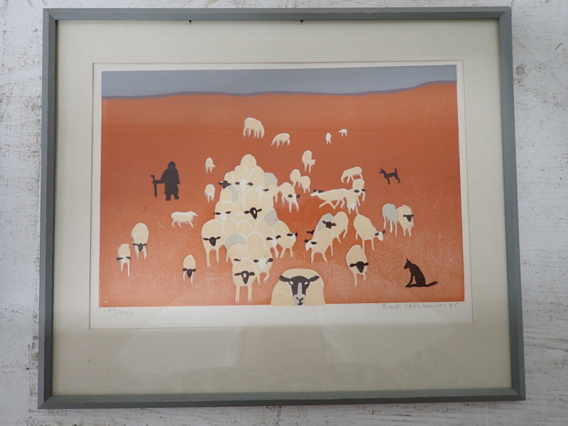 Erik Höglund -75 LITOGRAFI "Katt i fårhagen" 150/542